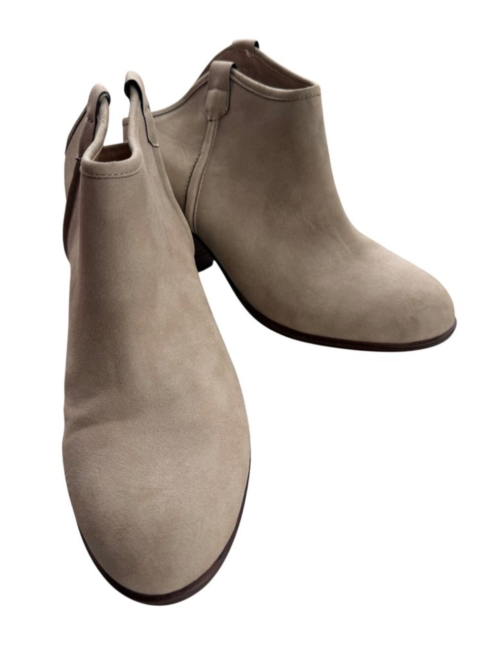 Mix No. 6 Soft Taupe Suede Ankle Booties w/Block Heel Women's Size 10